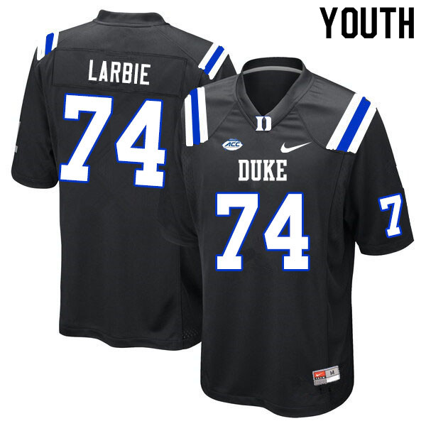 Youth #74 Michael Larbie Duke Blue Devils College Football Jerseys Sale-Black - Click Image to Close